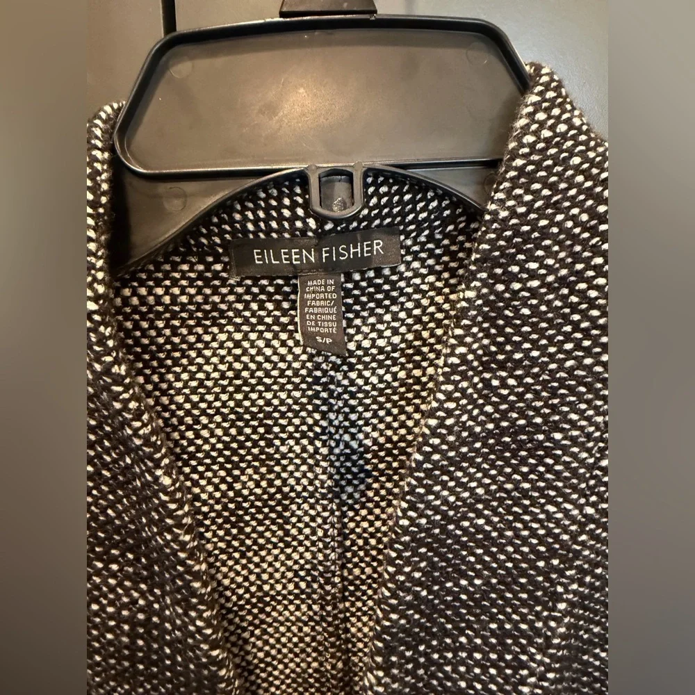 Eileen Fisher Organic Cotton Tweed Open Front Pocket Vest Women’s Size S